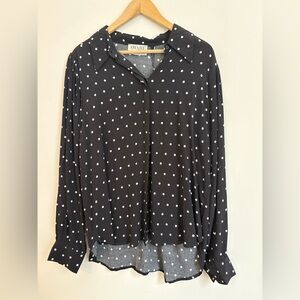 AWARE The Bay Black Polka Dot Blouse Miranda Long Sleeve NWT Large